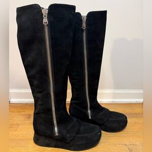 Stéphane Kélian Paris Archive Black Suede Platform Wedge Boots Made in France